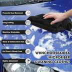 Shimeyao 30 Pcs Edgeless Microfiber Plush Towels for Cars Detailing Drying Wash Polishing Absorbent Cleaning Cloths, 500 GSM, 16 x 16 Inch(16 x 16 Inch,Black,30 Pcs)