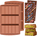2 Pcs Chocolate Bar Mold Deep Large Chocolate Molds Silicone Break Apart Thick Silicone Molds for Candy Bar (5 Snap）