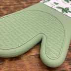 Delaney Silicone Oven Mitts Set - Extra Long, Heat Resistant Kitchen Gloves, Non-Slip Holders for BBQ, Baking, Cooking Essentials, Sage & Herbs, Kitchen Decor, Oven Gloves, New Home Gifts