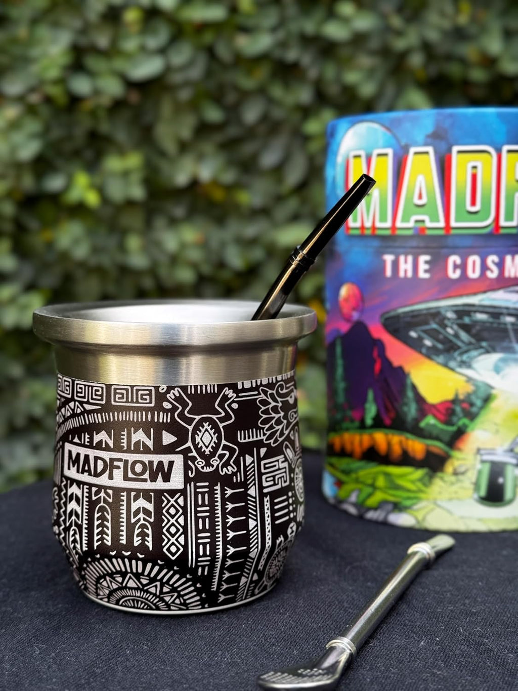 MADFLOW Yerba Mate Cup. Stainless Steel Mate Cup with 2 Bombillas. Double Wall Vacuum Insulated Yerba Mate Gourd. Unique Mate Cup And Bombilla Set