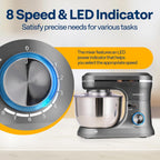 VIVOHOME 4.75 Quart Stand Mixer, 8 Speed Kitchen Electric Food Mixer, Household Stand Mixer for Baking, Cake, Bread with Beater, Dough Hook, Wire Whip and Egg Separator, Gray