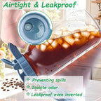 Mason Jar Pitcher With Stainless Steel Filter 64 OZ 2 Pack Wide Mouth Cold Brew Coffee Maker 2 Quart Glass water pitcher with lid Half Gallon Cold hot Tea maker For Lemonade Milk Juice Refrigerator