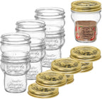 Bormioli Rocco Quattro Stagioni Glass Jars (Set of 6) - 9.25 Oz Stackable Storage Jars with Wide Mouth & Aluminum Lids - Glass Containers for Preserving, Serving, Organizing - Made in Italy