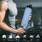 HASLE OUTFITTERS 40oz Stainless Steel Water Bottle, Vacuum Insulated Double Walled Leak Proof Sports Water Bottle with 2 Lids (Straw and Spout Lid) Thermo Mug Keep Cold and Hot(Blue,4)