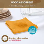 Native Fab Cotton Kitchen Towel with Hanging Loop 16x26 inches, 6-Pack, Waffle Weave Kitchen Towels for Cleaning Drying, Washcloths Soft & Absorbent Cloth Rags, Bar Towel, Dish Cloth, Mustard Yellow