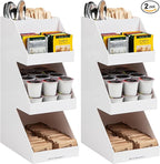 Mind Reader Coffee Tea Utensil and Condiment Station, Countertop Organizer, Coffee Bar, Kitchen, 6" L x 9" W x 16" H, White (Pack of 2)