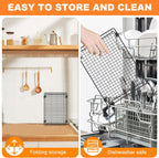 13.4" × 9.4" Stackable Cupcakes Cooling Racks – 2-Pack Nonstick Carbon Steel Baking Racks with Collapsible Legs, Perfect for Cooking, Roasting, Grilling, Drying & Cooling Cookies