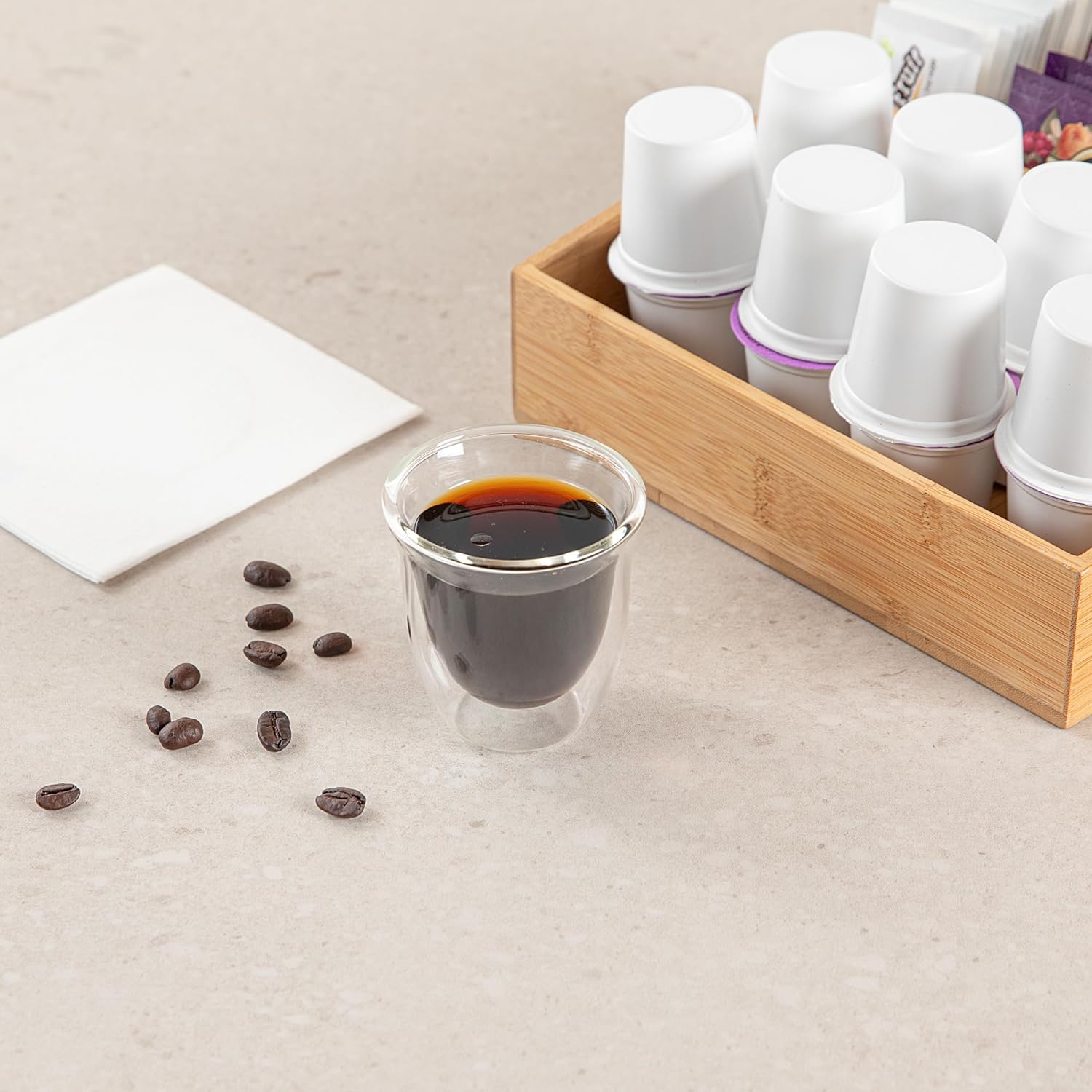 Restaurantware-Forma Professional 2.7 Ounce Double Wall Shot Glasses, 12 Insulated Espresso Cups - Dishwashable, Reusable, Clear Glass Coffee Cups, Freezable, For Hot Or Cold Beverages