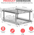 HOLDN’ STORAGE Two Tier Pull Out Cabinet Organizer, Individual Sliding Drawers - Heavy Duty Metal with Lifetime Limited Warranty - Anti Rust Chrome Finish - 30" W x 21”D x 16.5" H