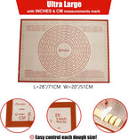 Non-slip Silicone Pastry Mat 28X20 inches Baking Mat with Measurement, Perfect for Dough, Pastry, Pie Crust, Fondant, Cookies, Bread, Pasta, Pizza, Food Grade Kitchen Counter Mats