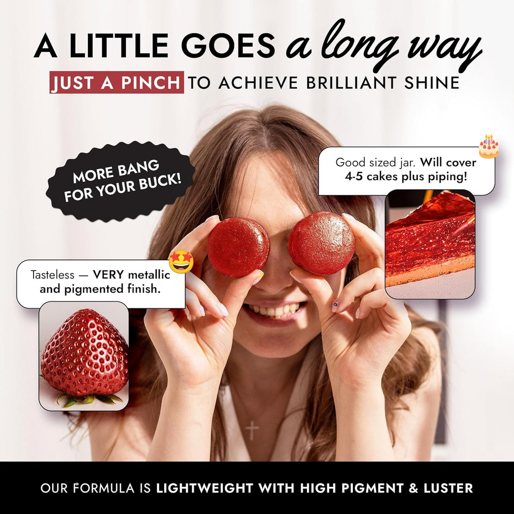 MONÉGASQUE Red Edible Glitter for Drinks 7g – Red Edible Glitter for Cakes & Cocktails - Burgundy Halloween Sprinkles Luster Dust for Cake & Cocktail - Drink Shimmer & Food Decorations Spray Sparkles