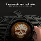 Nomnu Pumpkin Coffee Mat for Countertop - Goth Kitchen Decor - Gothic Coffee Bar Accessories 14.8x13.5 Inch Bar Mat - Spooky Halloween Gifts Non Slip Spill Mat, Black (PCBMB)