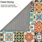 Traditional Multicolor Ornate Dish Drying Mat, Highly Absorbent Microfiber Kitchen Counter Pad Reusable Washable, 16*18"