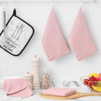Homaxy Microfiber Waffle Weave Kitchen Dish Cloths, 12 x 12 Inch Ultra Absorbent and Solid Color Dish Towels for Kitchen Fast Drying Dishcloth for Washing Dishes, 6 Pack, Pink