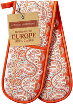 Maison d' Hermine Double Oven Mitts 100% Cotton 7"x35" Double Oven Mitt Heat Resistant BBQ Cooking Gloves with Loop, Baking, Grilling, Home, Kitchen, Handling Hot Pans (Cachemire)