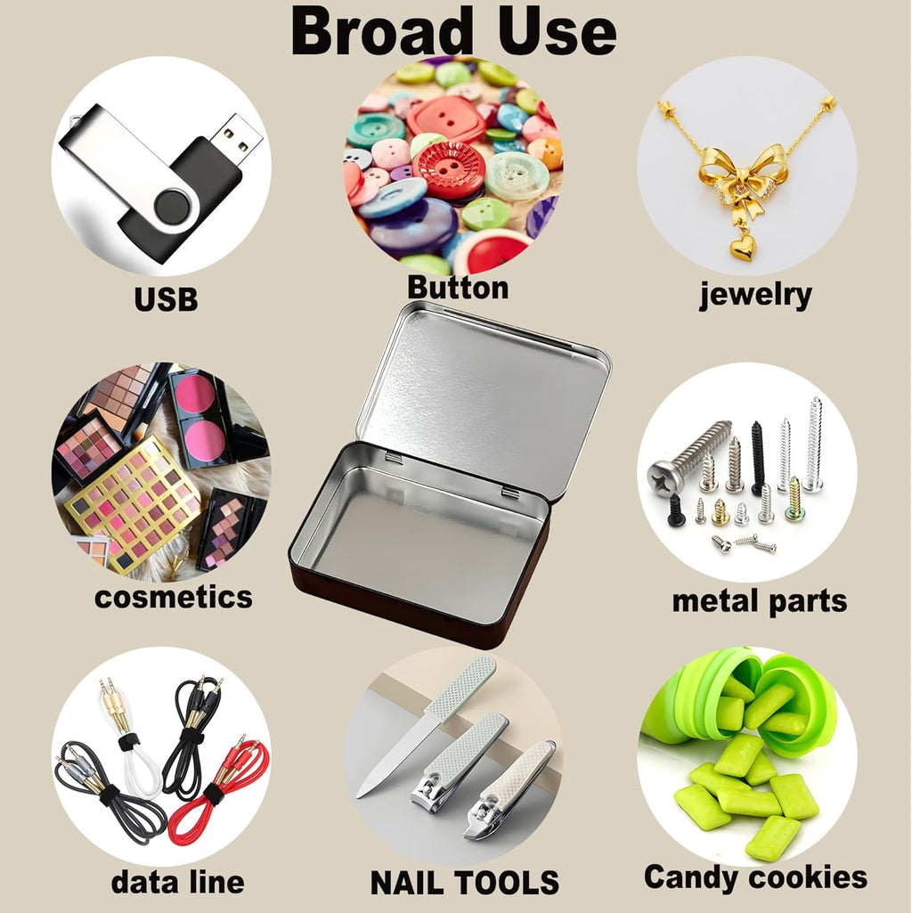 6 Pcs Small Metal Box With Lid -Black Hinged Cookie Jar,Used For Storage, Jewelry,Candy,Tea,Spices,Crafts,Pills,Mini Portable Storage Box,Card Game Storage Box,Black Tin 3.7x2.4x0.8 Inch