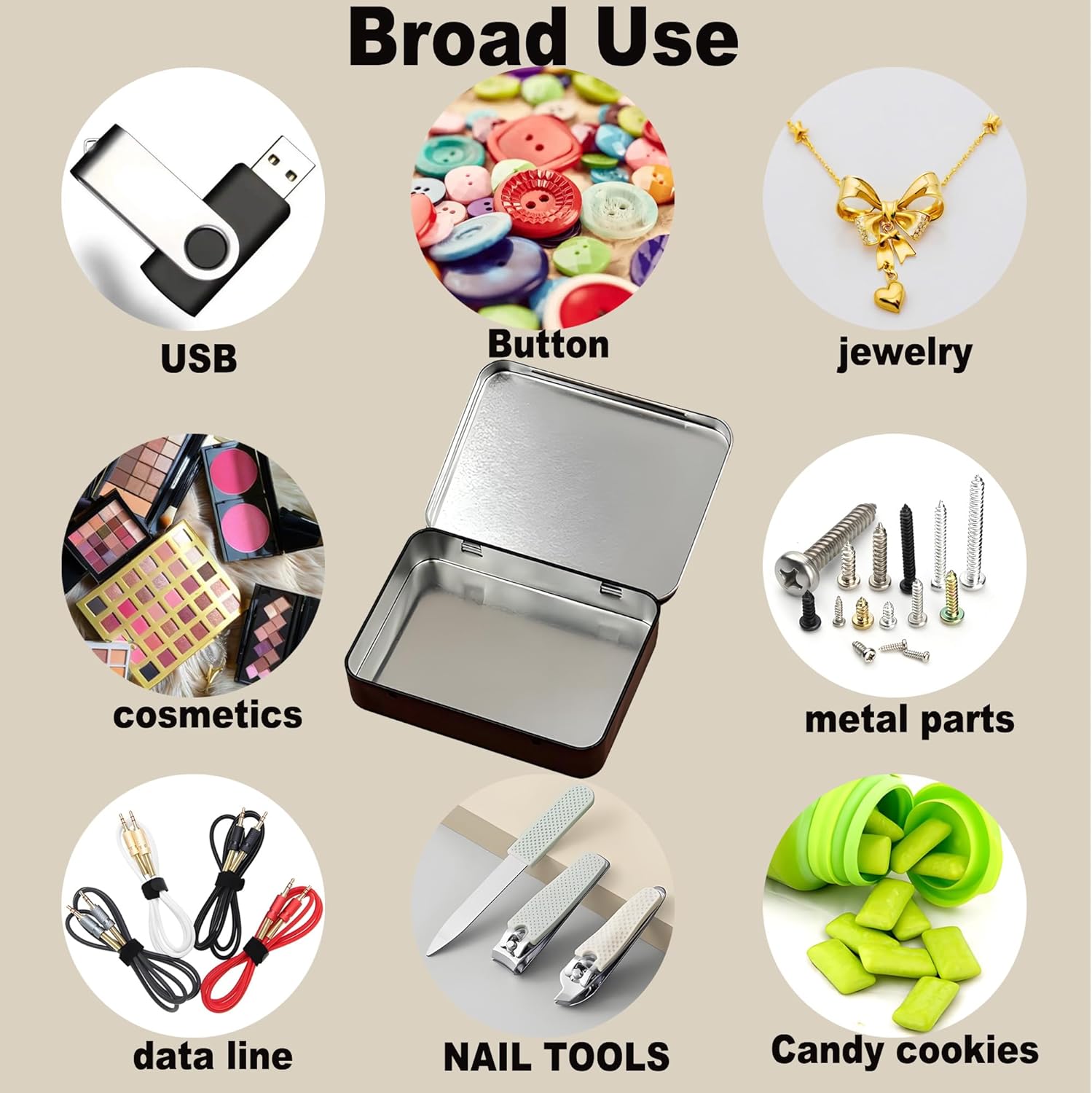 6 Pcs Small Metal Box With Lid -Black Hinged Cookie Jar,Used For Storage, Jewelry,Candy,Tea,Spices,Crafts,Pills,Mini Portable Storage Box,Card Game Storage Box,Black Tin 3.7x2.4x0.8 Inch