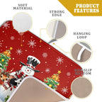 Christmas Snowman Dish Drying Mat for Kitchen Counter,Christmas Tree Winter Snowflake Red Drying Mat 16 x 18 Inch with High Absorbent Reversible Microfiber Dish Drying Pad Drainer Mat for Coffee Bar