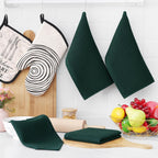 Homaxy 100% Cotton Waffle Weave Kitchen Dish Cloths, Ultra Soft Absorbent Quick Drying Dish Towels, 12 x 12 Inches, 6-Pack, Blackish Green