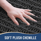 Arotive Luxury Chenille Bathroom Rug Mat, Extra Soft Thick Absorbent Shaggy Bath Rugs, Non-Slip Machine Wash Dry, Plush Bath Mats for Bathroom, Shower and Tub, 59x35, Dark Grey