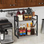 YINMIT Countertop Shelf Organizer,Coffee Bar Accessories,Spice Rack,Coffee Counter Shelf,2 Tier Coffee Organizer Station for Mugs,Cups,Cream,Syrup(Rustic Grey, Large)