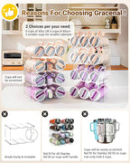 Water Bottle Organizer Holder for Stanley Cup Accessories, Fridge Kitchen Cabinet Organizer and Storage for Meoky 40 oz Tumbler with Handle, Stackable Plastic Travel Mug Cup Rack Gifts, 3Pack