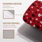 Valentines Day Dish Drying Mat Red Black Love Heart Valentine Kitchen Dish Drying Pad Absorbent Dish Dryer Mat for Kitchen Countertops Microfiber Dishes Drainer Pad Dish Drying Rack Mat (18x24 in)