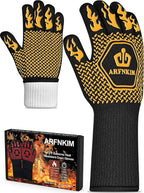 BBQ Oven Gloves, 1472℉ 3-Layers Heat Resistant Oven Mitts Silicone Non-Slip Cooking Gloves for Barbecue, Grilling, Baking, Welding, Smoker (A Pair) (Yellow)