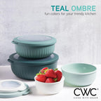 COOK WITH COLOR Prep Bowls with Lids- Wide and Deep Nesting Plastic Small Mixing Bowl Set with Lids, 8 Piece Set - Wide Bowls, Teal