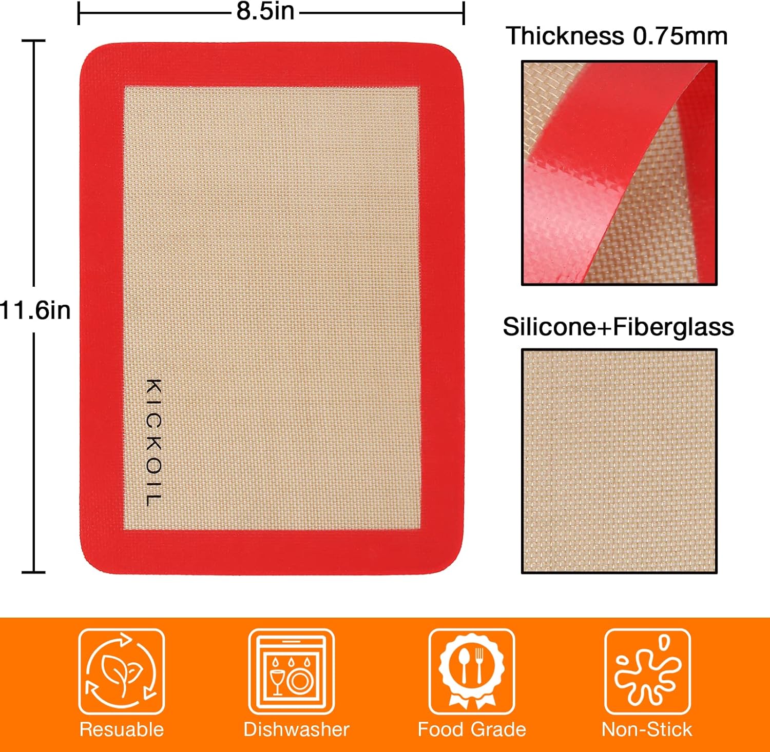 Silicone Baking Mats Quarter Sheet 3 Pack - BPA Free Reusable Non-Stick Silicone Baking Sheets for Oven Cookies Macarons Pizza - Induction Cooktop Protector, Cooking Essentials Kitchen Accessories