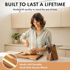 Acacia Wood Cutting Board for Kitchen, Non-Toxic Cutting Board Set of 3, Chopping Boards with Deep Juice Groove for Meat, Cheese & Vegetables - Durable & Double sided with serving Compartments