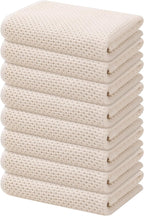 Kitinjoy 100% Cotton Waffle Weave Kitchen Towels, 8-Pack Super Soft and Absorbent Dish Towels for Drying Dishes, Kitchen Hand Towels, 13 in x 28 in, Beige