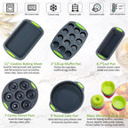 To encounter 41 Pieces Silicone Baking Pan Set, Silicone Cake Molds, Baking Sheet, Donut Pan, Muffin Pan with 36 Pack Baking Cups, Dishwasher Safe