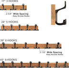 SKOLOO 39-Inch Cherry Wood Coat Rack Wall Mount with 6 Triple Hooks - Ideal for Family Entrances, Classrooms, and Pet Supplies Storage - Perfect Coat Hooks for Wall