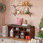 DINZI LVJ Long Wall Shelves, 39.4Inch Wall Mounted Shelves Set of 2, Easy-to-Install, Wall Storage Ledges with Sturdy Metal Brackets for Living Room, Bathroom, Bedroom, Kitchen, Rustic Brown