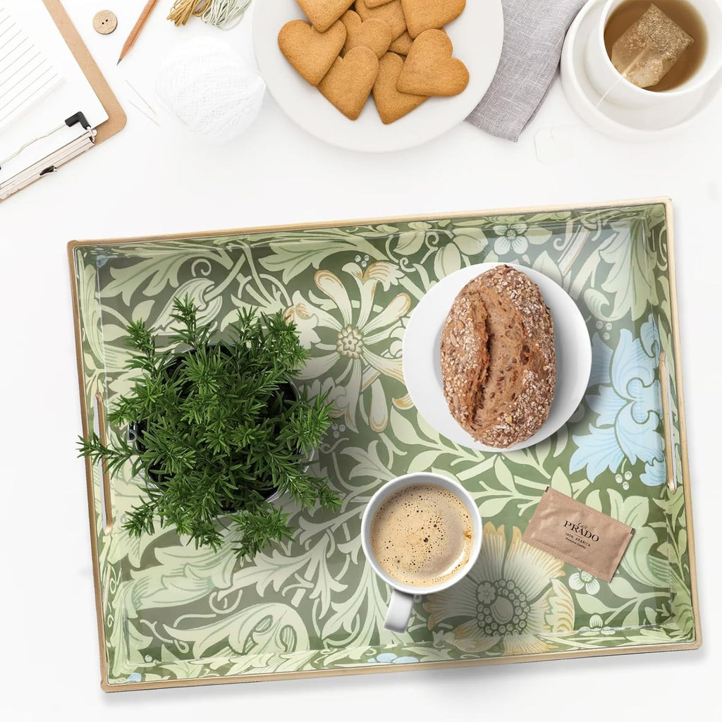 Spsyrine Serving Tray with Handles, Plastic Decorative Tray for Coffee Table, Living Room, Home Decor, 3040C