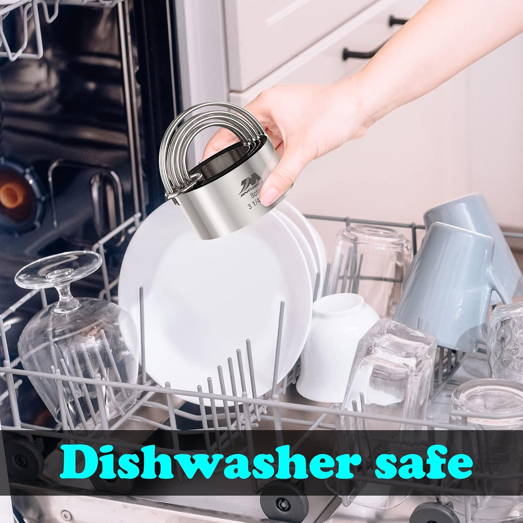 5 Pieces Circle Biscuit Cutter,Professional Stainless Steel Round Cookies Mold Tool with Handle for Baking GIFT Package