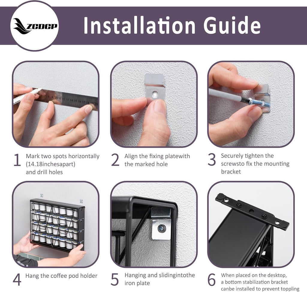ZCDCP for K Cup Coffee Pod Holder, K Cup Holder Drawer Wall Mounted Coffee Pod Organiser (Holds 28 Coffee Pods)
