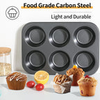 Jumbo Muffin Pan 2-Pack 6-Cups Cupcake Pan, Premium Large Muffin Tin for Baking, Non-Stick and Thickened Carbon Steel Jumbo Cupcake
