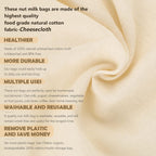 10 Pack Nut Milk Bag, Multi-size Fine Mesh Grade Reusable Cheesecloth Bags Strainers, Unbleached Organic Cotton Filter Bags for Almond Milk, Juices, ColdBrew, Cheese, Tea, Yogurt, Coffee