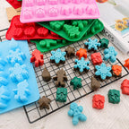 Christmas Silicone Chocolate Molds 5PCS Christmas Trees Snowflake Socks Bells Gingerbread Man Santa Shape Baking Molds for Chocolate Jelly Soap Fondant Candy Candles Pastry Gummies Cake Decorating