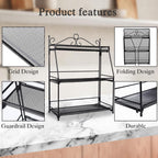 Uten Standing Spice Rack 3 Tier Metal Foldable and Durable Kitchen Rack for Countertop Kitchen Bathroom, Shelf Organizer, Standing Stainless Steel Tiered Shelf