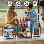 Giikin Counter Shelf Organizer, 2 Tier Kitchen Spice Rack for Countertop, Wood Coffee Counter Organizer for Home (Rustic Brown, L)