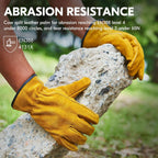 Vgo... 1-Pairs Unlined Cowhide Split Leather Work and Driver Gloves, for Heavy Duty, Truck Driving, Warehouse, Gardening, Farm (Size L, Gold, CB9501)