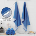 Homaxy Premium Kitchen Towels(18”x 28”, 8 Pack), Large Cotton Kitchen Hand Towels, Flat and Terry Dish Towels, 380 GSM Highly Absorbent Tea Towel Set with Hanging Loop, Blueberry
