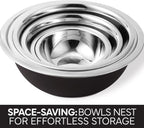 COOK WITH COLOR Stainless Steel Mixing Bowls Set - Nesting Bowls, 6 Pieces, Black