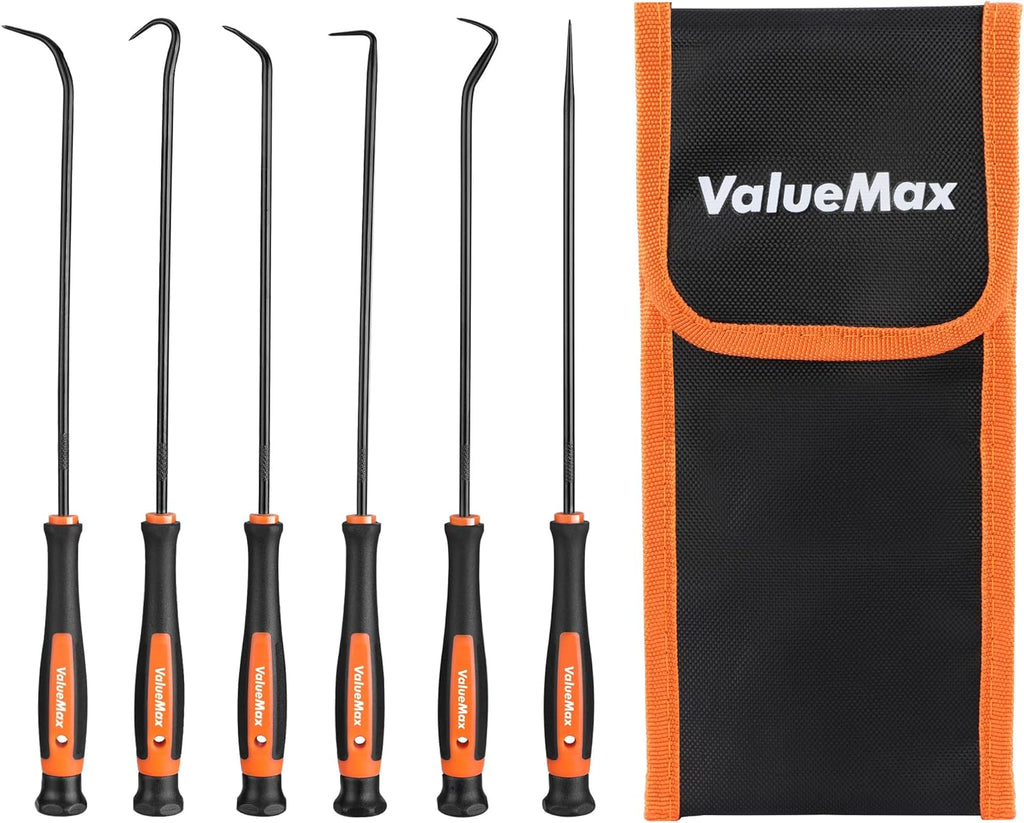 ValueMax Pick and Hook Set, Precision Pick Set with Tool Bag, Perfect for Automotive/Electronic Repair, O-Ring/Oil Seal Gasket Puller and Remover(6PCS)