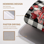 Valentines Dish Drying Mat Valentine Buffalo Plaid Hearts Kitchen Drying Pad Absorbent Dishes Dryer Mats 18x24 Inches