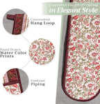 Maison d' Hermine Double Oven Mitts 100% Cotton 7"x35" Double Oven Mitt Heat Resistant BBQ Cooking Gloves with Loop, Baking, Grilling, Home, Kitchen, Handling Hot Pans (Reveillon Au Jardin)