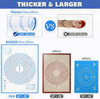 Silicone Pastry Mat Extra Thick Large Non Stick Baking Supplies Kitchen Counter Cooking Rolling Dough Sheet Pie Crust Sourdough Bread Oven Liner with Measurement (XL-20''(W)*28''(L), 2#Blue)